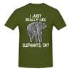 Piece Funny Elephants Graphic  Cotton TShirt I Just Really Like Tops Tees For Unisex