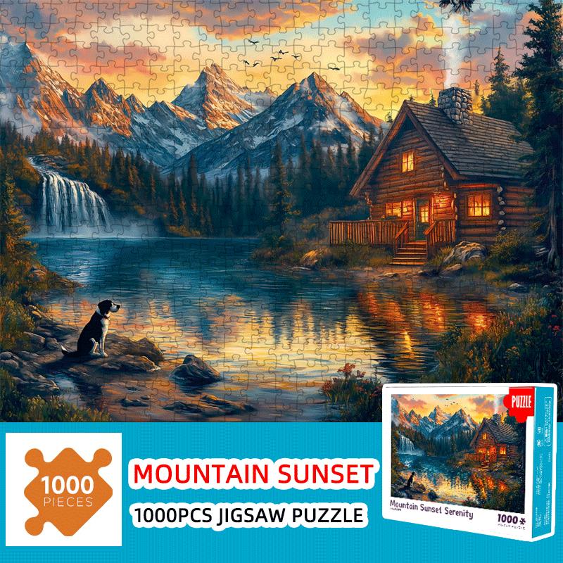 Large Sunset Puzzles 1000-Piece Jigsaw Puzzle for Adults: Mountain Sunset Serenity, Large 70x50cm (27.5x19.7 Inches)