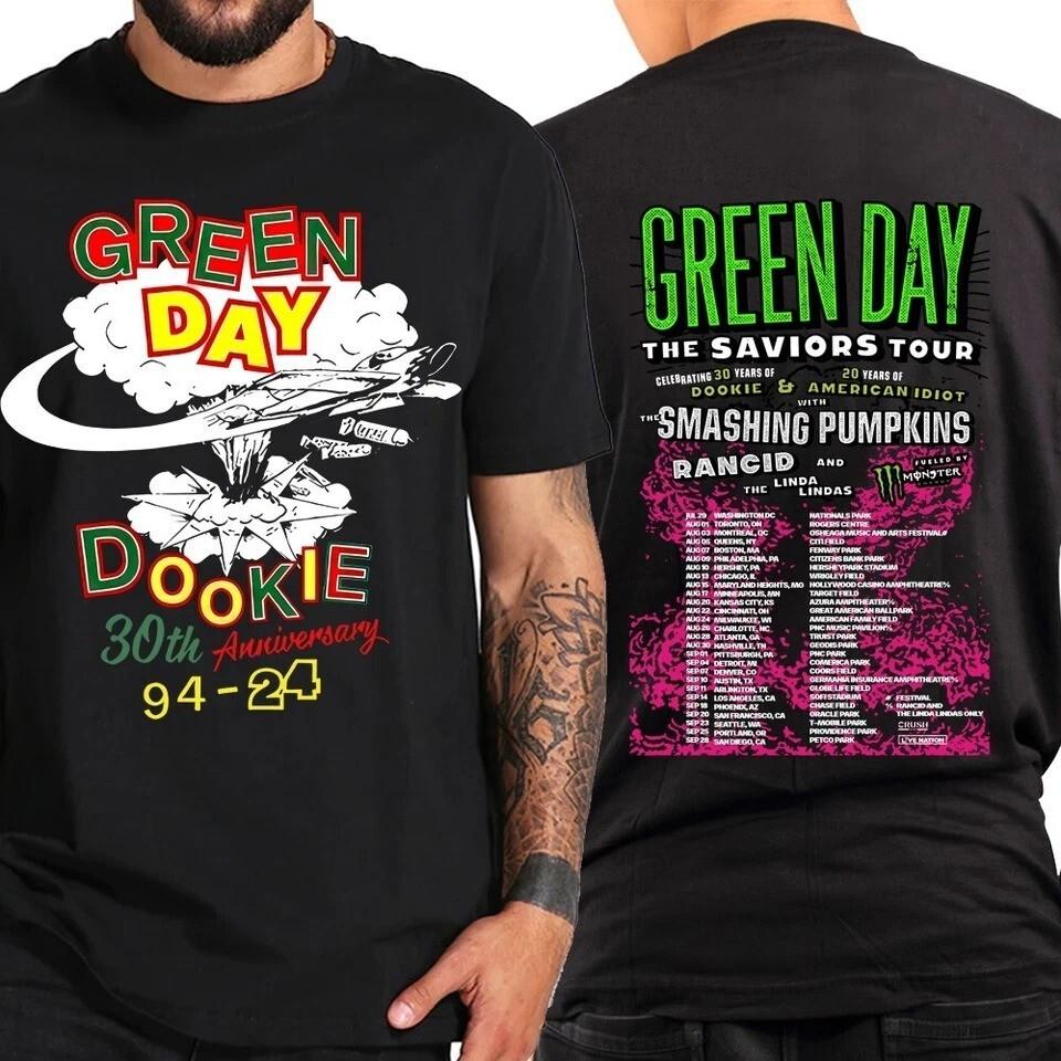 Retro Green Day The Saviors Tour Shirt Green Day Dookie 30th Anniversary Tee Unisex T-Shirt S