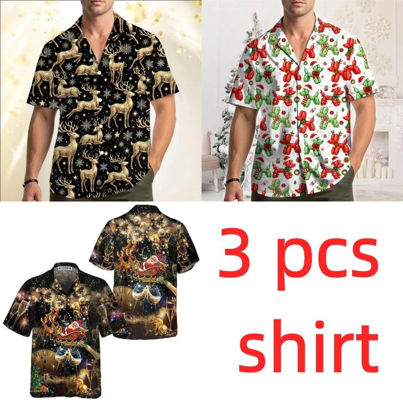 Fashion Unisex Shirts Christmas Thanksgiving Santa Skeleton Turkey Print Shirt Tops Casual Party Tops Street Retro Men's Women's Shirt