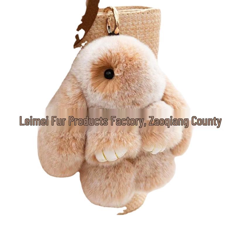 Rex Rabbit Fur Plush Keychain: Cute Rabbit Pendant Toy for Bag or Car