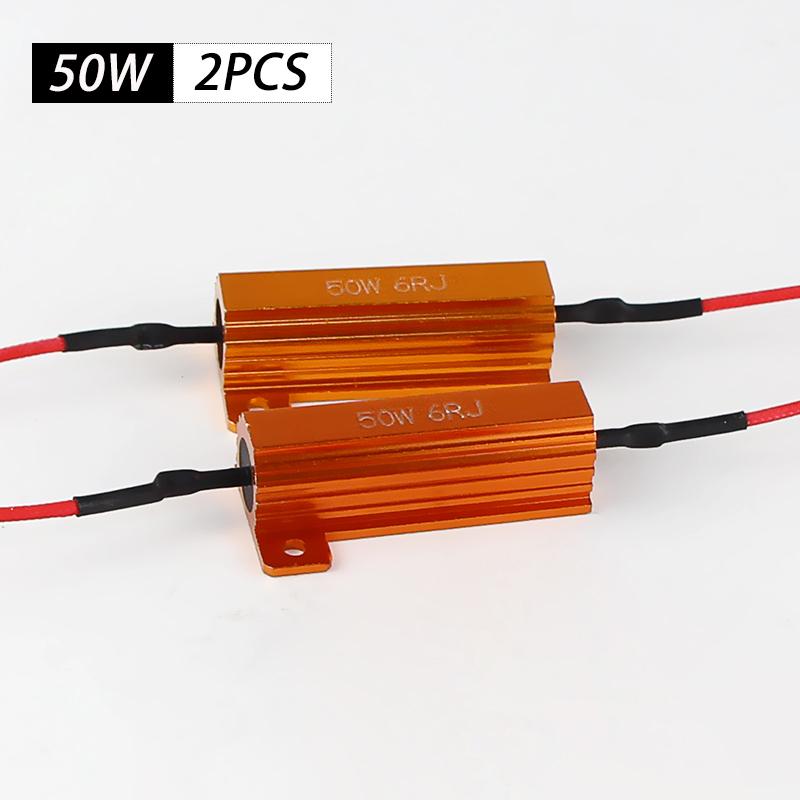 2PCS/4PCS 6ohm 50W Load Resistor Canbus For LED Bulb Reverse Light Turn Signal Lamp Brake Light  Headlight Anti-Flashing Decoder 2PCS 50W 6OHm
