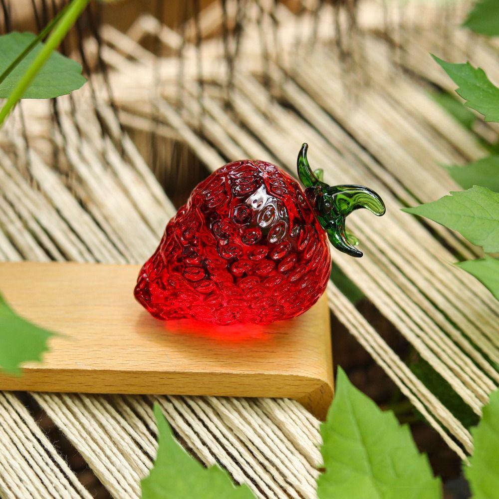 Mascot Strawberry Sculpture Small Children's Toys Light Luxury Crystal Strawberry  Home Decoration