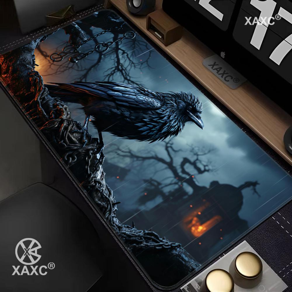 Dark Style Crow Mouse Pad large keyboard mouse desk pad nonslip rubber gaming mouse pad laptop mouse carpet HYBXXC Desk Mat