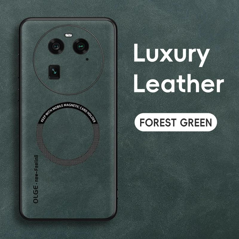 Für OPPO Find X6 X6 Pro Feine Loch Schafsleder Magnetisches TPU Weiche Kante Anti-Sturz Anti-Fingerabdruck Handyhülle