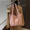 ins stripes about the next bag, students' new versatile large-capacity shopping bag, simple tote casual commuter shoulder bag
