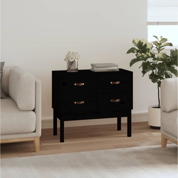 821743 vidaXL Armoire console Noir 90x40x78 cm Bois de pin solide