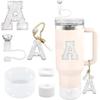 6PCS White for Stanley Cup Accessories Set 30/40 OZ Silver Bling Rhinestone Initials Charms for Stanley Decorations Tumbler Accessories Including