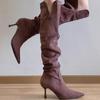 Fashion High Boots for Women High Heels Luxury Shoes Pointed Toe Fashoin Designer Pumps Winter 2025 Knee High Chelsea Botas De Mujer