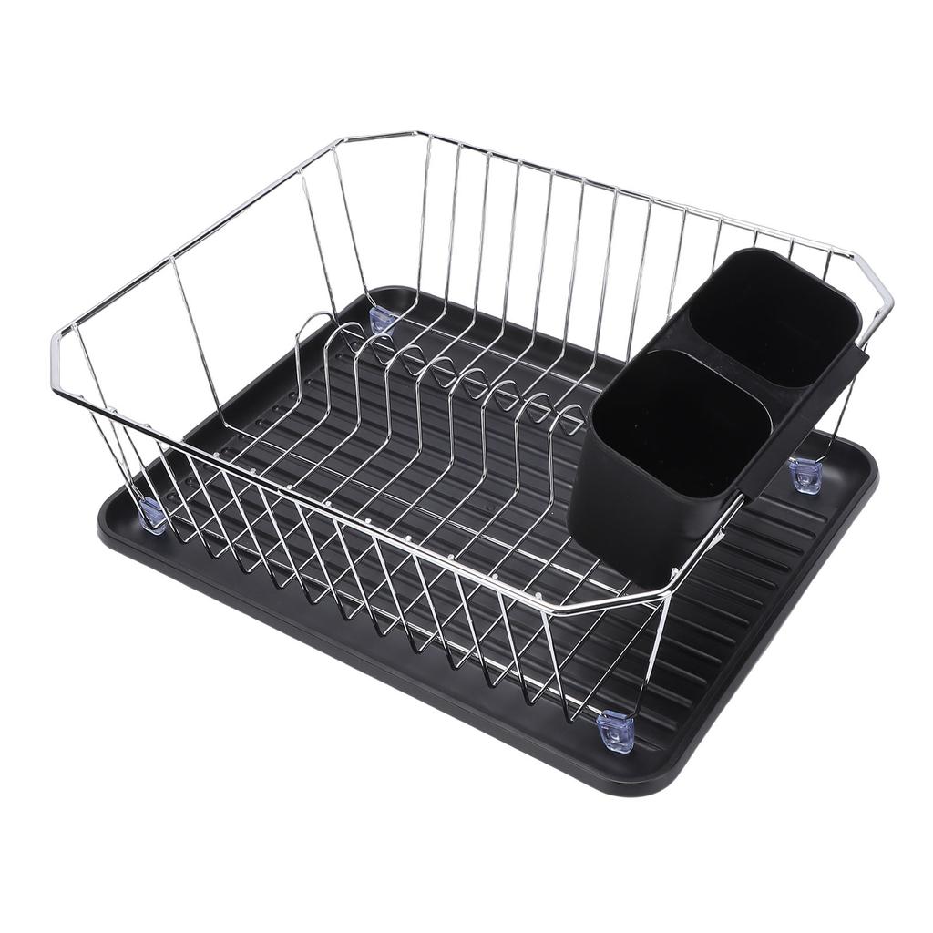 Dish Drying Rack Iron Dish Drainer Rack with Utensil Holder for Kitchen Counter Sink Spoons and Forks
