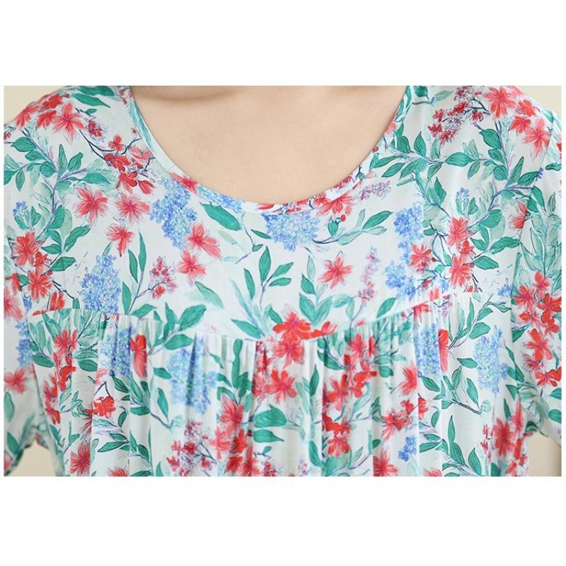 DIMANAF New 2026 Summer Women Plus Size Vintage Lady Long Dress Floral Print Beach sundress Loose Oversize Cotton