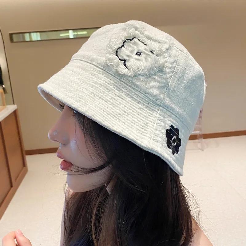 Embroidered Flower Bucket Hat For Girls To Show Their Faces In Spring And Summer, Outdoor Basin Hat, Korean Version Bucket Hat,