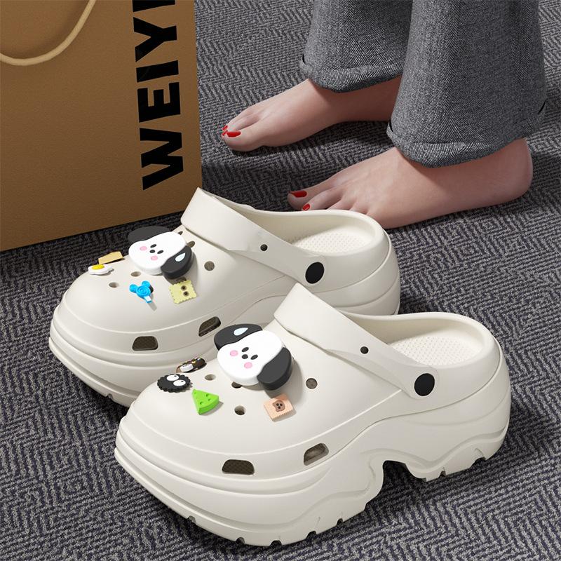 7.0CM small man height-increasing thick-soled hole shoes summer beach slippers can be worn outside high-end cool slippers women's models