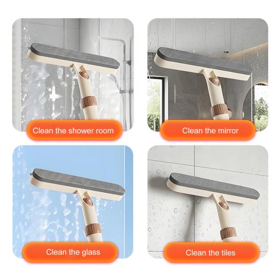 Window Screen Cleaning Brush 3 In 1 Glass Wiper with Retractable Wand Built-in Crevice Brush Swiveling Head Multi-Surface Cleaner