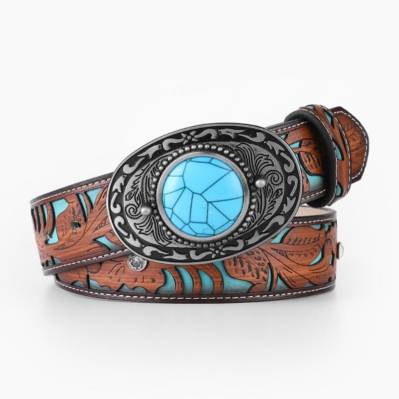 Cowboy Belts For Men Western Vintage Western Belt Turquoise Belt Buckle Belt