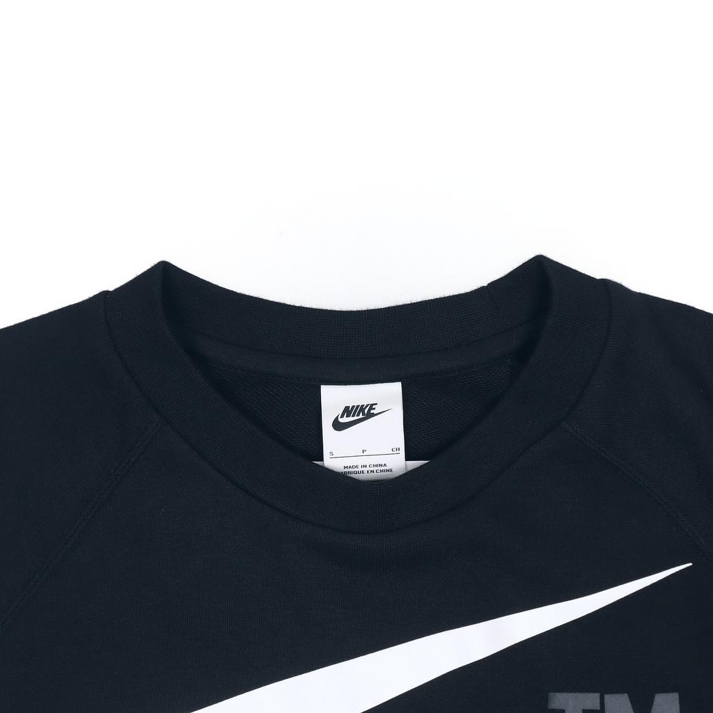 Men's Nike Swoosh Ft Crew Large Logo Printing Knit Round Neck Pullover Autumn Black DD6097-010