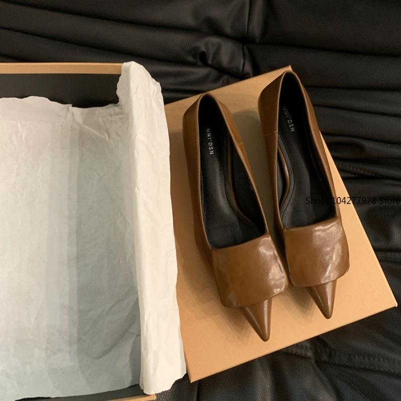 Fashion 2025 Spring Autumn Women Pointed Toe Boat Shoes Fashion Red Ladies Elegant Dress Pumps Shoes Thin Low Heel Outdoor Dress Pump