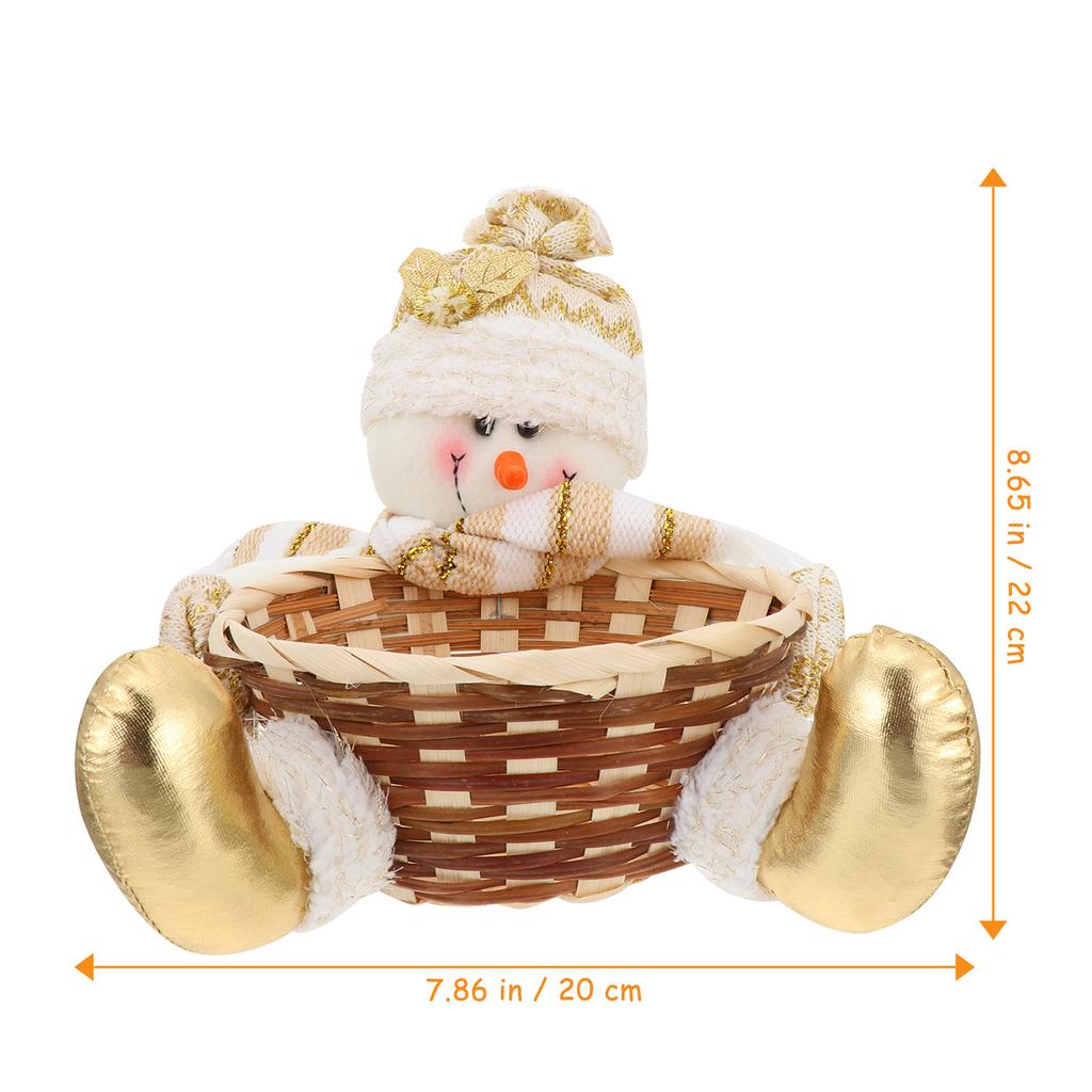 1pc Christmas Candy Baskets Cute Storage Containers Kids Bamboo Desktop Decor Kitchen Holiday Decoration Supplies