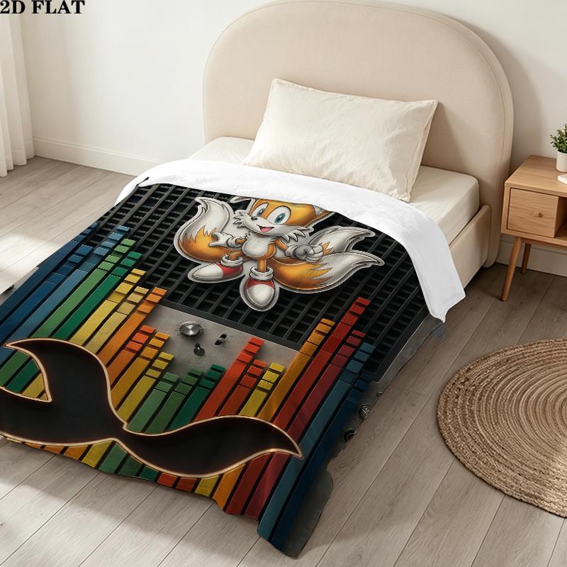 Tails Printed Flannel Blanket, soft throw for bedroom sofa, washable, Christmas present, great gift.