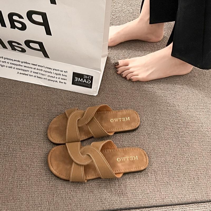 Fondo Piatto, Pantofole, Donna, Estate, Capispalla, Intrecciato, Vacanza, Romano, Sandali
