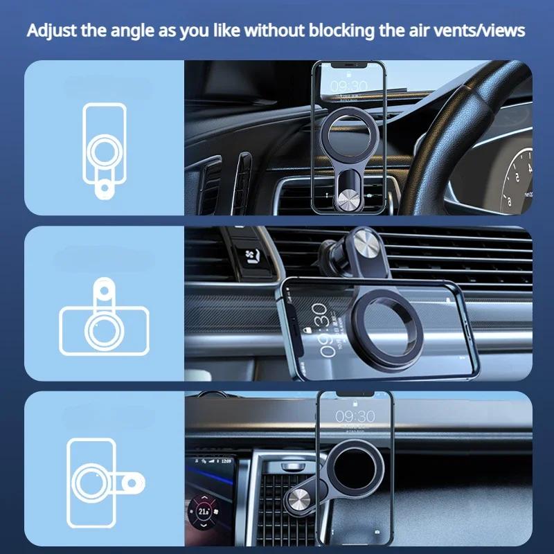 Oatsbsaf Car Air Vent Magnetic Phone Holder 360° Rotatable Ring Holder Mobile Phone Stand GPS Bracket for iPhone Samsung Xiaomi