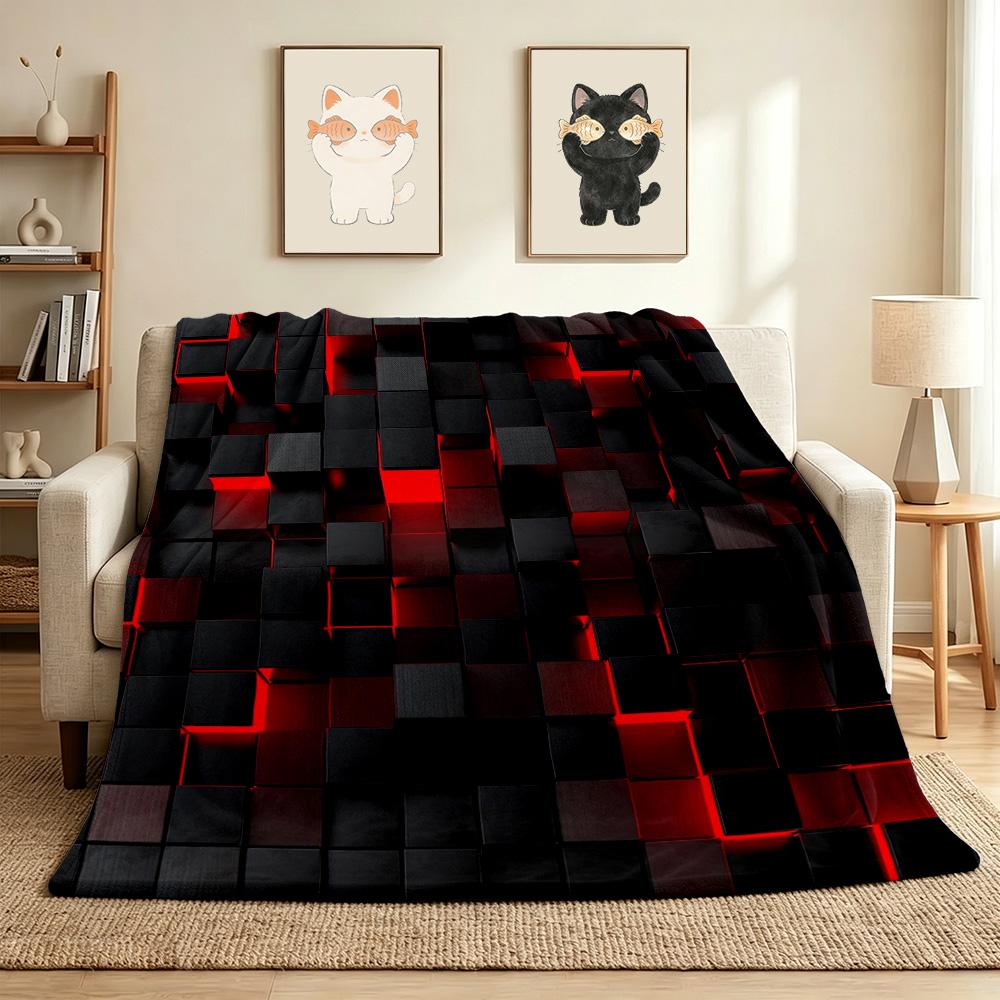 Cubes Flannel Blanket Throw Blanket Soft Warm Sofa Bed Camping home Decor Unique Christmas Gift C926113