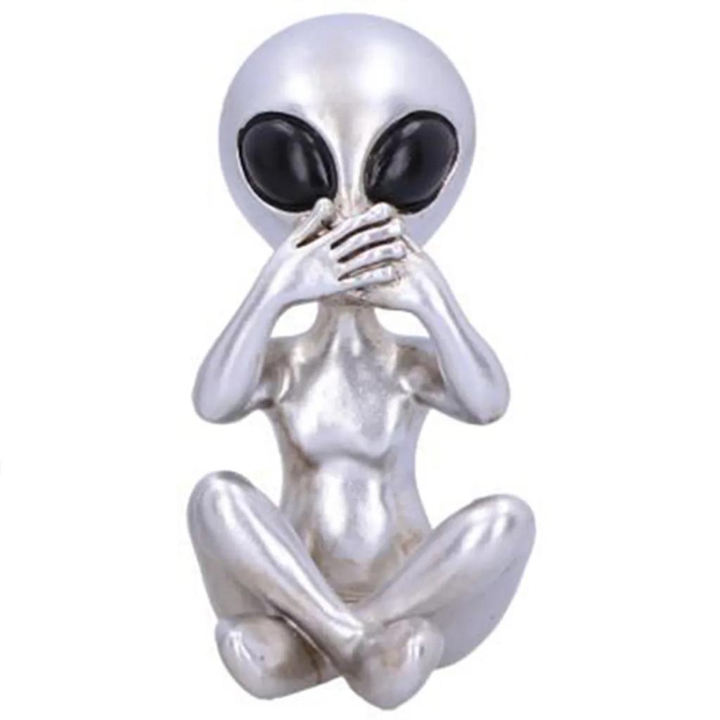 Creative Aliens Don't Listen Don't Watch Don't Talk Home Desktop Fun Resin Crafts Ornaments Garden Atmosphere Decorations