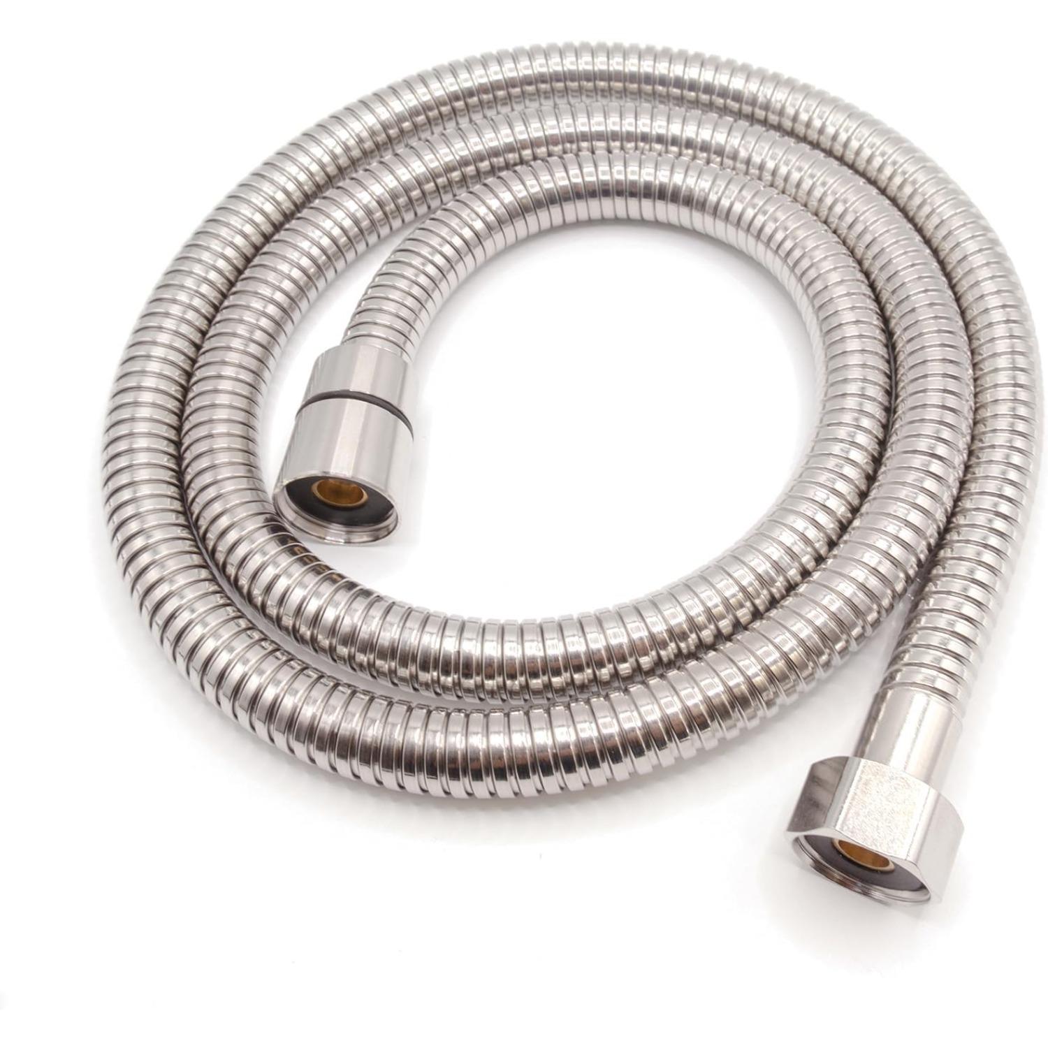 59-Inch Bidet Sprayer and Shower Hose, 1.5m Stainless Steel Replacement Hose with 1/2  Connectors, Universal Shower & Bidet Hose серебряный