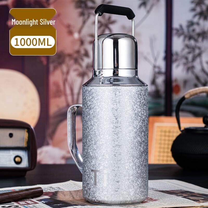 OLOEY Portable Titanium-Coated Insulated Mug with Handle