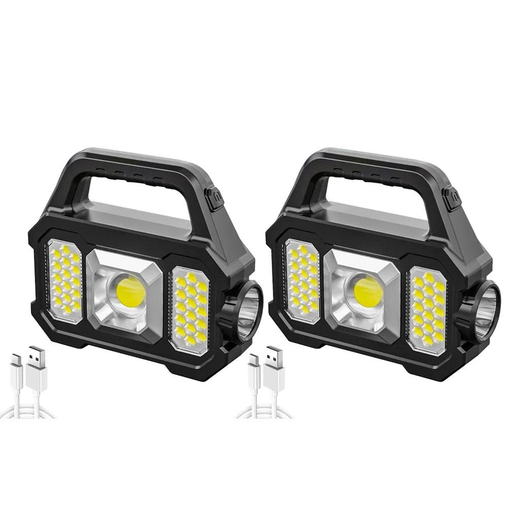 6 Gears Rechargeable Flashlight Waterproof Torch Light Portable Powerful Lantern Solar USB Charging for Outdoor Accessories