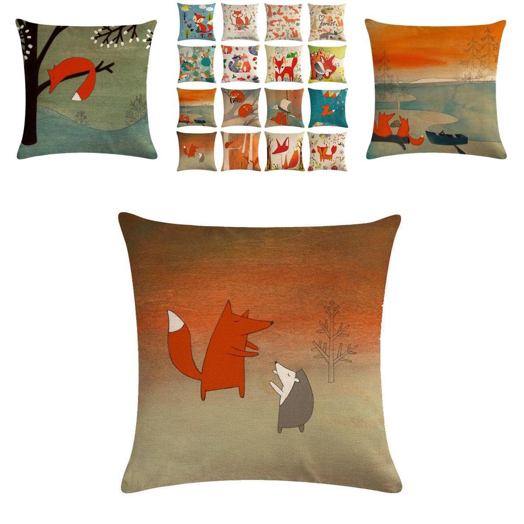 Versatile 18'' Cartoon Fox Pillow Case Cushion Cover For Stylish Living Spaces