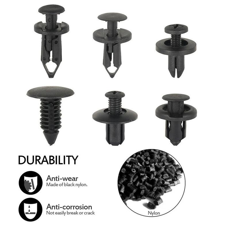 Car Interior Fastener Kit – 190 PCS ABS Push Rivets In 6 Sizes, Fixes Loose Door Panels, Bumpers & Trim, No Tools Needed