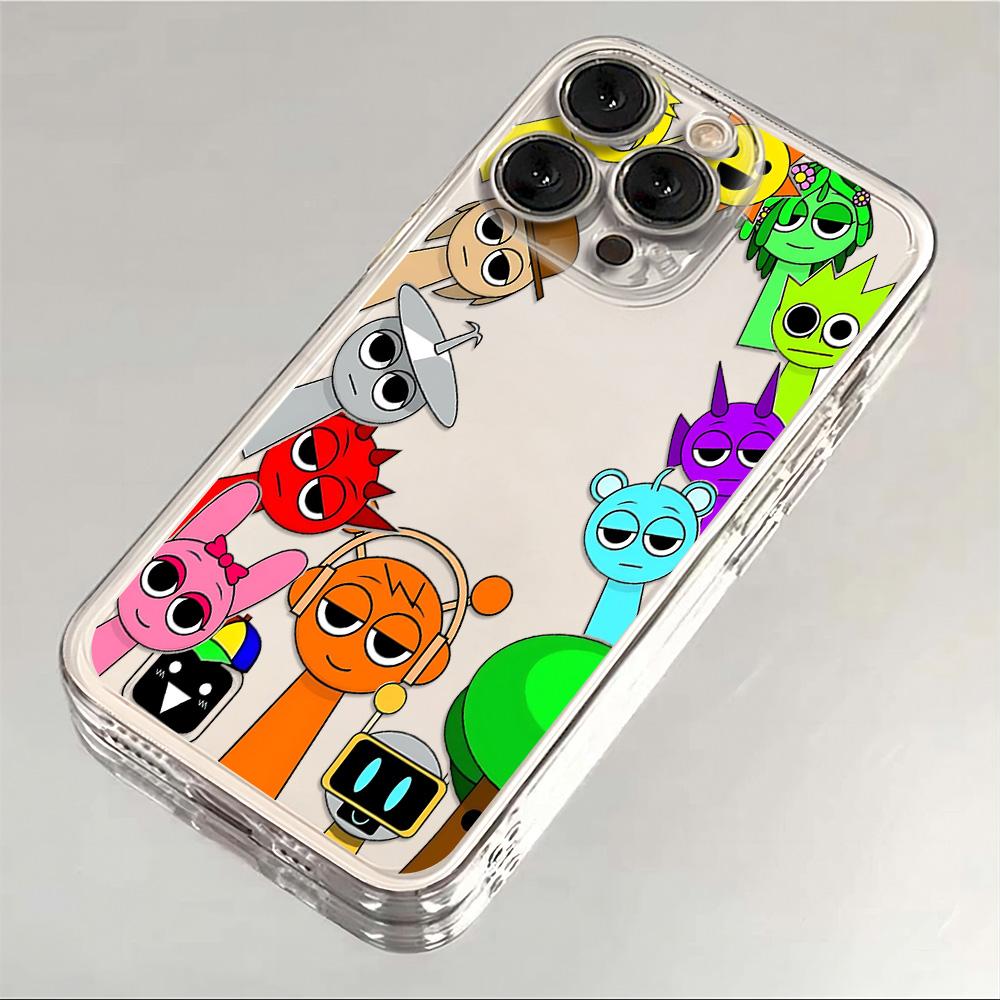 

Забавный мультяшный чехол Sprunki для iPhone 17 16 15 11 12 14 13 Pro Max Mini X XS XR 7 8 Plus 16E Ударопрочный прозрачный чехол iPhone 7 Plus