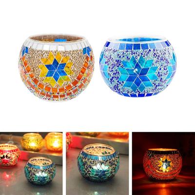 Mosaikglas Kerzenhalter Votiv Teelicht Kerzenständer Glas Gefäß Tisch Hochzeit Bankett Geburtstag Abendessen Dekorations-Ornament