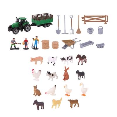 42Pcs Farm Animal Figure Toy with Realistic Animal Figurine,Tractor Toy and Fence,Farm Playset Educational Learning Toy