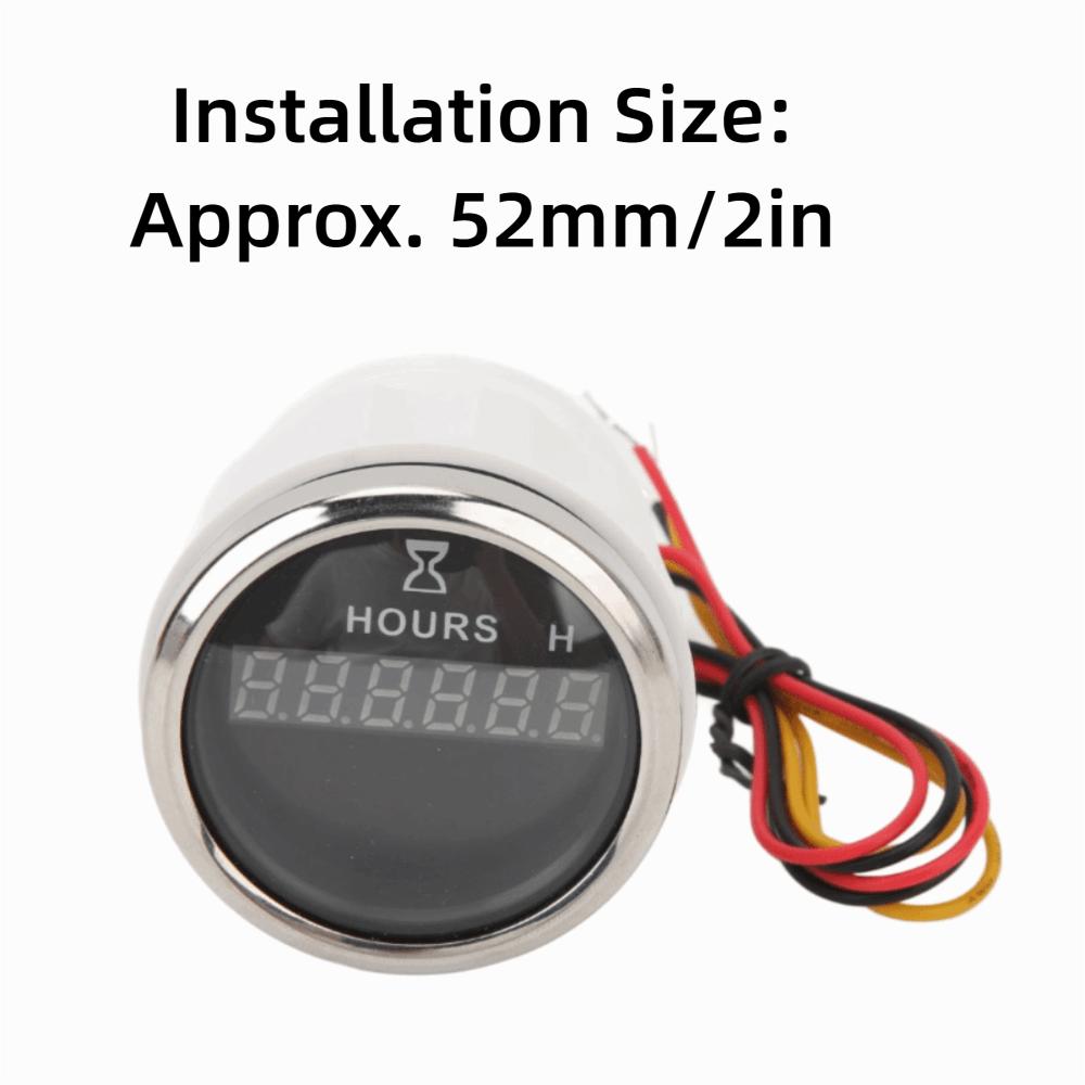 Precise Measurement DC 9-32V Digital Hour Meter 52MM Waterproof Round Gauge Hour Meter Gauge Fishing Boats