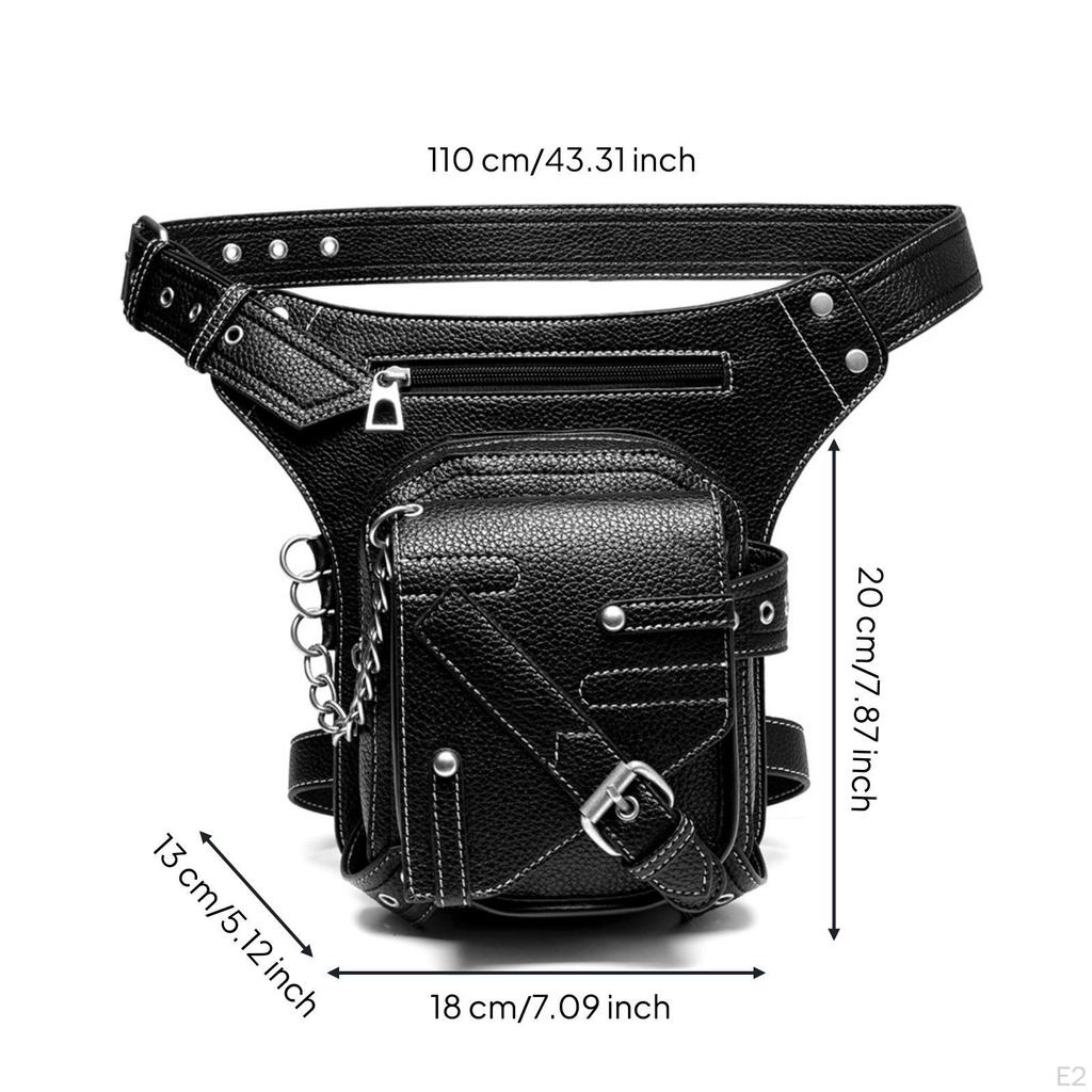 Multiple Compartments Motorcycle Thigh | PU Leather, Waist Bag with Leg Strap, for Outdoor