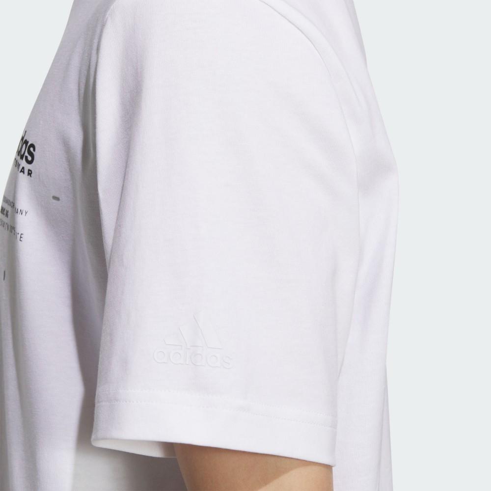 Adidas Logo Outdoor Fitness Training Casual Breathable Comfortable Round Neck Pullover Short Sleeve T-Shirt Unisex Tops White Black JI9080