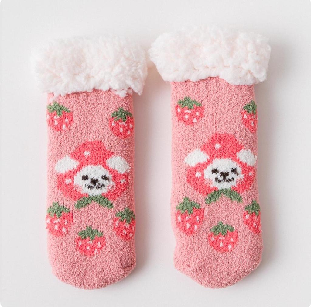 Non-Slip Fleece-Lined Baby Winter Socks - Thick, Warm, and Cozy Coral Floor Socks for Children