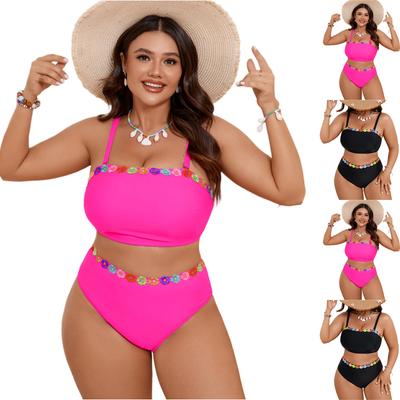 Dámský dvoudílný bikini set Větší velikost Dělené plavky