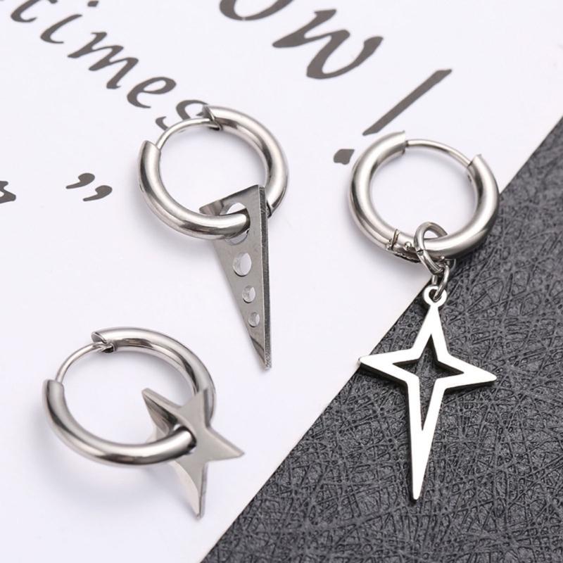 Hollow Hoop Earring Big-Star Earrings Stud Earring Stainless Steel Earring Women Jewelry Star Inverted Triangle-Earring