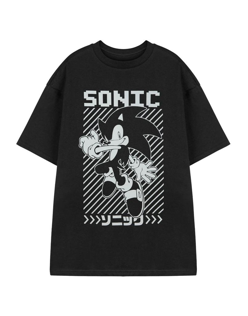 Sonic the Hedgehog Black Sonic Short Sleeved 100% Cotton T-shirt Mens Tees Top Mens
