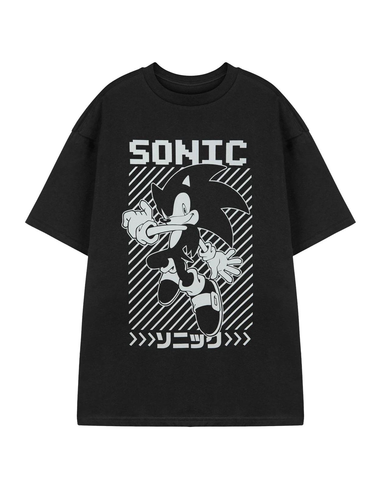 Sonic the Hedgehog Black Sonic Short Sleeved 100% Cotton T-shirt Mens Tees Top Mens S