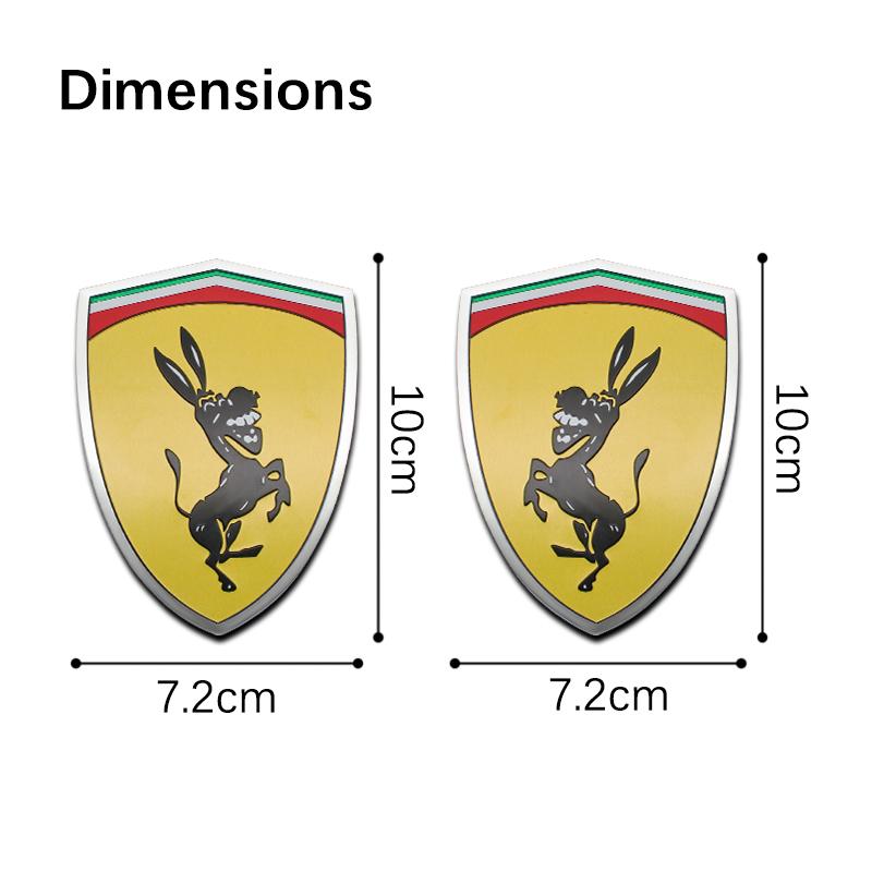 YRS3 1pcs 3D Car Styling Metal Sticker Car Logo Ferrari Donkey Badge Emblem Dekoration Stickers For Ferrari Tools Auto Accessories