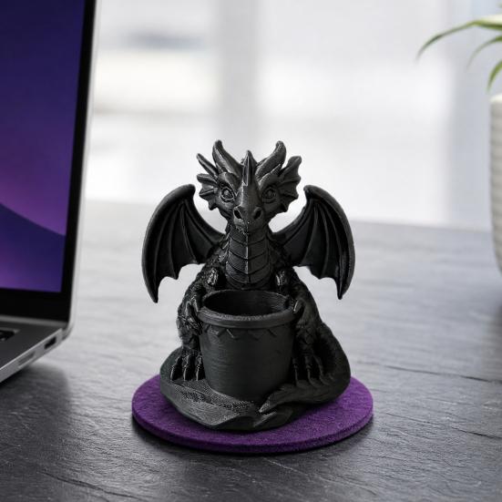 Vaso da fiori con fori di drenaggio integrati, Portapenne a forma di drago stampato in 3D, Vaso da fiori da esterno per piccole piante verdi