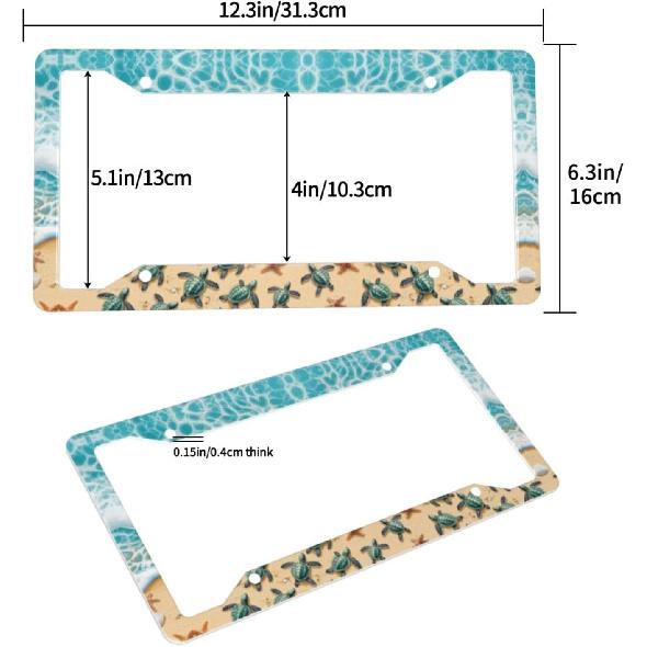 Beach License Plate Frame 2 Pack Accessories Cars Decor 12.3 X 6.3 Inches For Men Women
