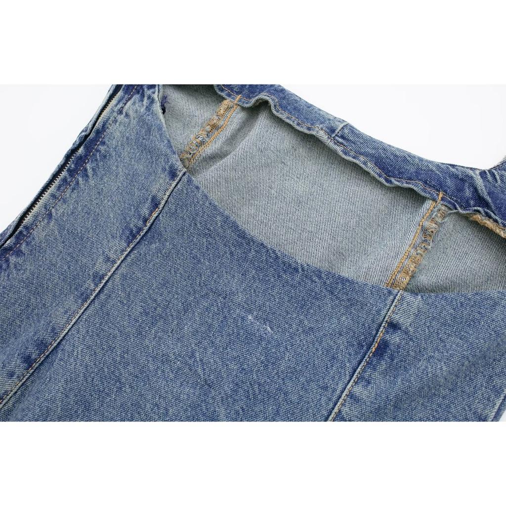 Women's Slingback Denim Mini Dress - Trendy Backless Design, Summer - Ready Fashion Halter Denim Skirt