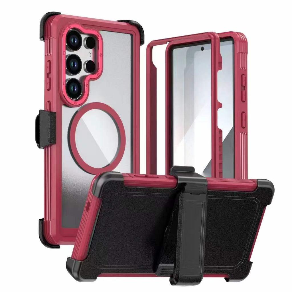 With Clip 360° 2IN1 Hybrid Armor XT Magnetic Case for Samsung S26 Ultra S25 S24 Plus A07 A17 A56 A36 A26 A16 A06 OTT-BOX Cover