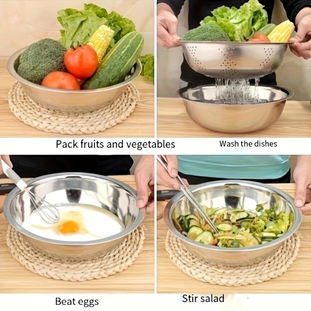 3-teiliges Edelstahl Multifunktionales Küchenreibe-Set Abtropfschüssel mit Gemüsewasch-Mandolinenschneider für Kartoffel