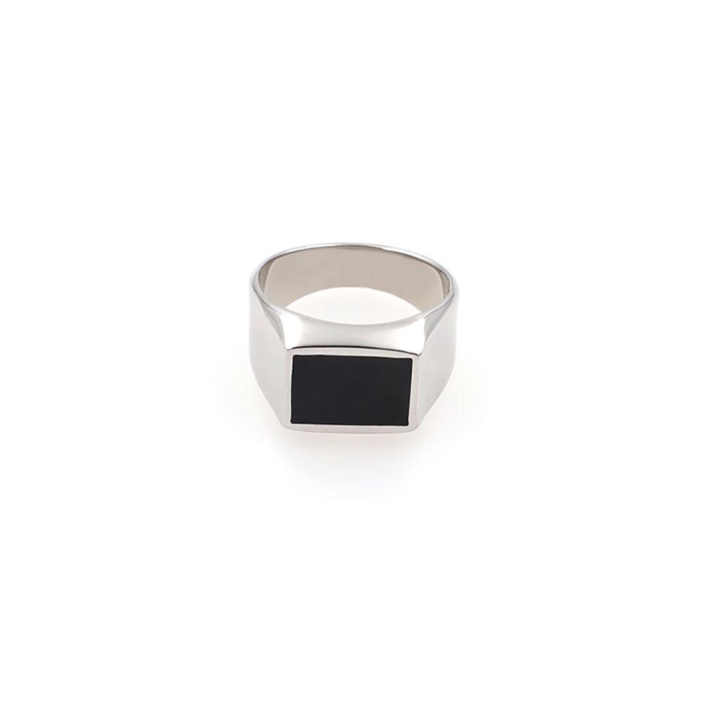 Processing Personalized Geometric Titanium Steel Ring Retro Black Sanding Glue Chip Ring
